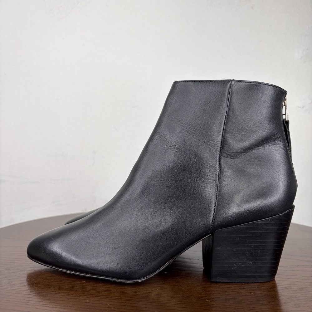 Matisse Croft Shoes Women's 9.5M Black Leather Pointed Toe Block Heel Boots Zip